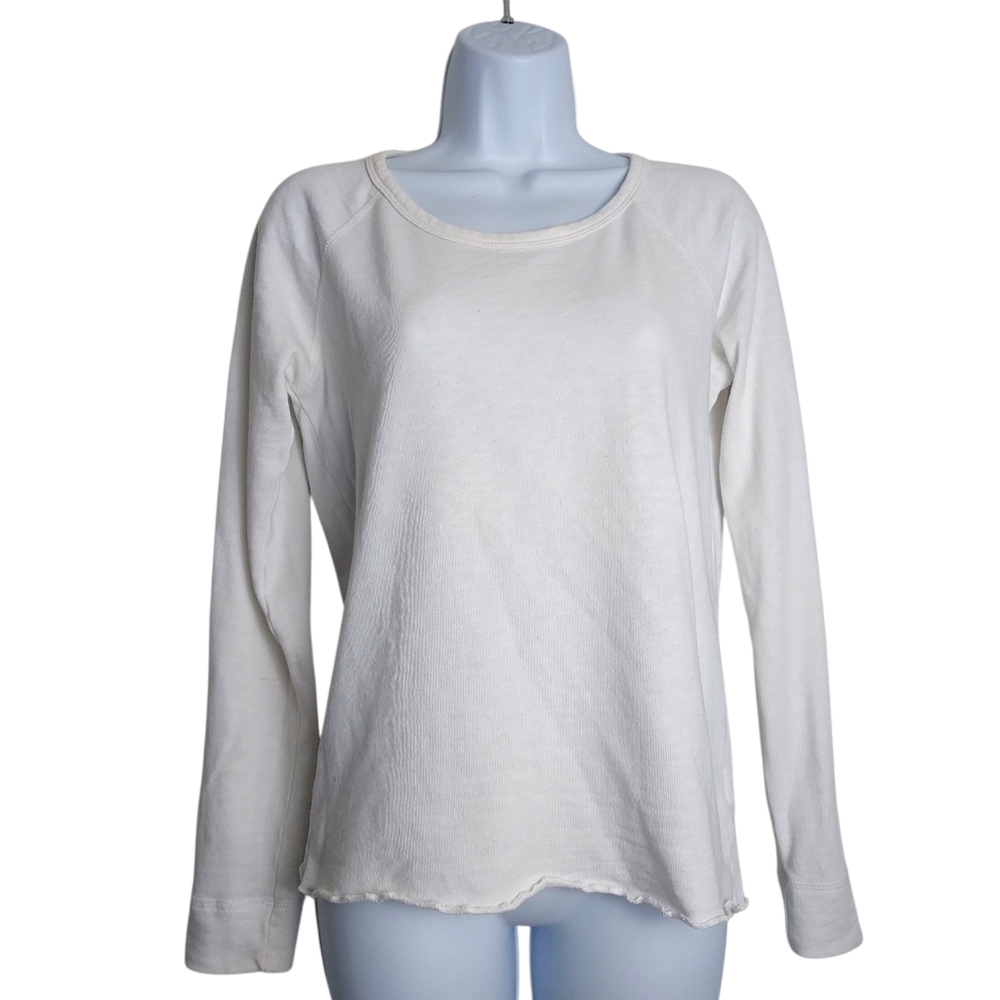 James Perse French Terry Sweatshirt Rolled Hem White 1